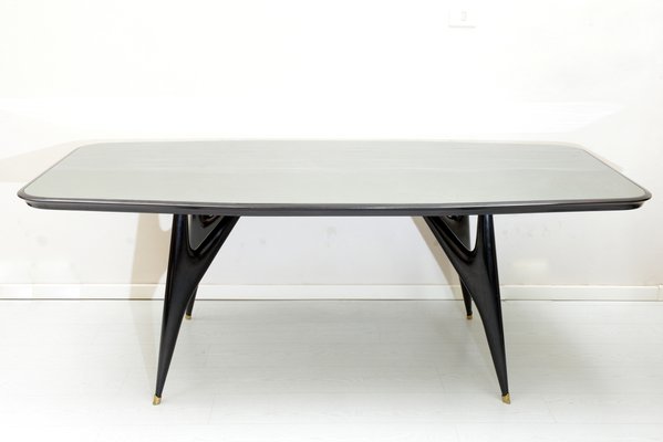 Mesa de comedor italiana negra de madera, años 50 en venta en Pamono Mesa de comedor italiana negra de madera, años 50 en venta en Pamono