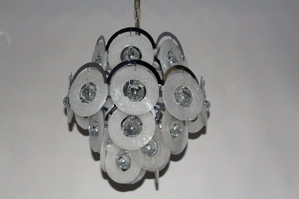 Lampadario vintage in vetro di murano di vistosi, anni 60 Lampadario vetro di murano