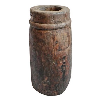 Antiker indischer Buttertopf aus Holz bei Pamono kaufen