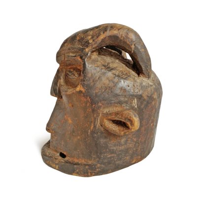 Maschera In Legno Giapponese Noh Vecchio Anziano - Intagliata A Mano 22x16x8 Cm