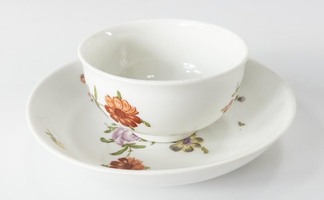 18th Century German Royal Vienna Floral Teacup and Saucer for sale 