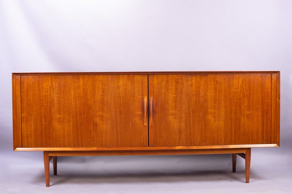 Vintage Danish Teak Tambour-Front Sideboard by Arne Vodder Vintage Danish Teak Tambour-Front Sideboard by Arne Vodder