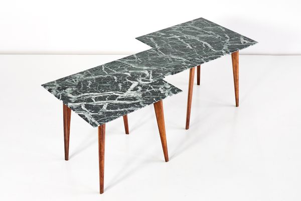 Table Basse Géométrique Avec Plateau En Marbre Vert Italie En Vente