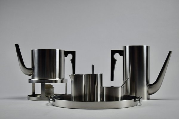 Coffee and Tea Set by Arne Jacobsen for Stelton, 1992, Set of 9