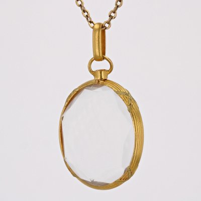Gold glass locket pendant discount