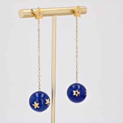 20th Century Lapis-Lazuli Ball, Diamond and 18 Karat Yellow