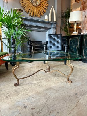 Glass Top Gilt Brass Coffee Table by Maison Ramsay Glass Top Gilt Brass Coffee Table by Maison Ramsay