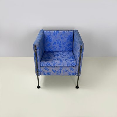 Italian Modern Blue Fabric Felix Armchair attributed to Italian Modern Blue Fabric Felix Armchair attributed to