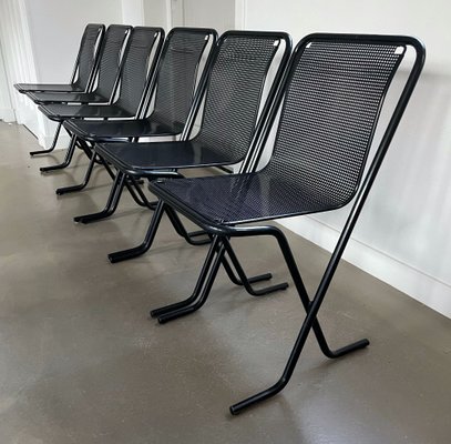 Black metal stackable chairs discount