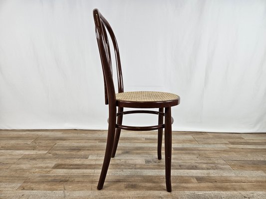 Single Kitchen Chair in Brown Lacquered Wood with Vienna Straw Seat 1970