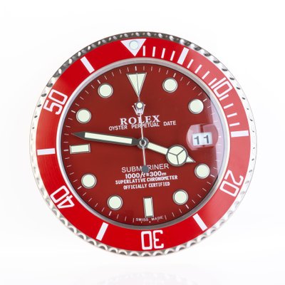 Perpetual Submariner Red Wall Clock Watch from Rolex for sale at Pamono
