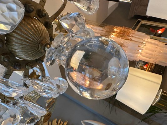 Lustre français à 6 branches en cristal des années 1940 - En vente sur France
