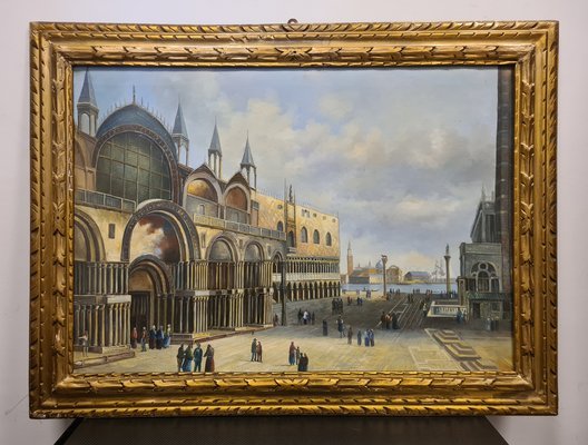 Piazza San Marco in Venice, 1960s, Oil on Canvas, Framed for sale - Main Image