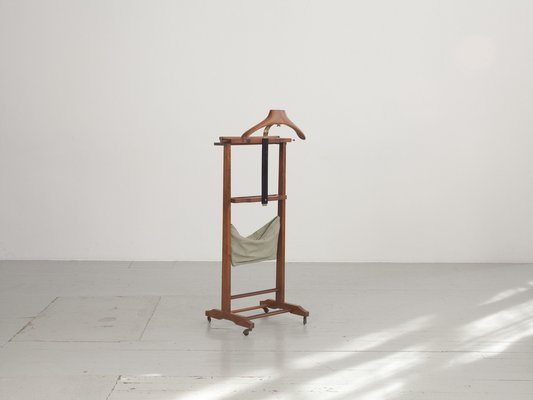 Stummer Diener aus Buche mit Rollen und ausziehbarer Stange, 1950 bei Pamono kaufen