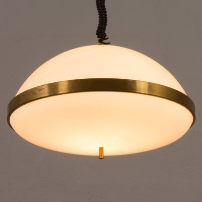 Mid-Century Italian Pendant Lamp in Brass and Acrylic, 1970s for