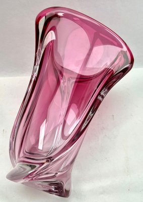 Vintage Crystal Vase with Amethyst Core by Val Saint Lambert, 1950