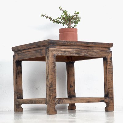 Chinese Elm Square Side Table - Ca 1920's Chinese Elm Square Side Table - Ca 1920's
