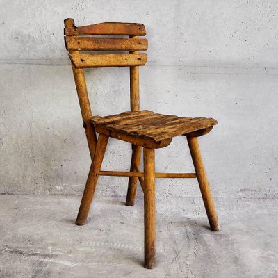 Small Vintage Wooden Chair 1950 for sale at Pamono