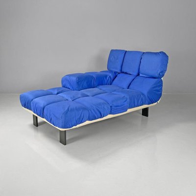 Italian Postmodern Padded Blue and White Cubes Chaise Longue