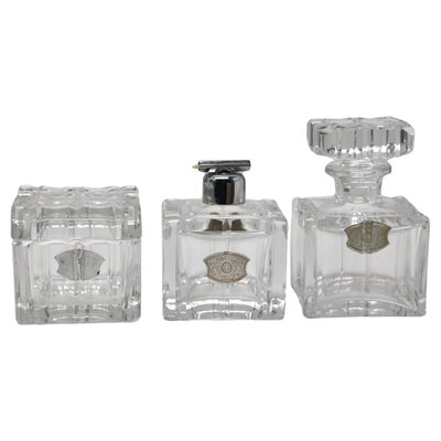 Crystal Set from Val Saint Lambert, Belgium, 1950s, Set of 3 for