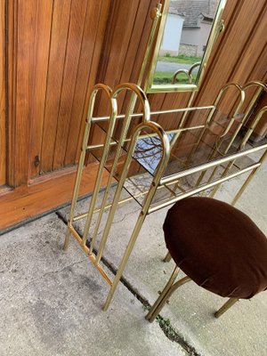 Vintage Dressing Table and Stool in Brass, 1950s, Set of 2 for sale at  Pamono
