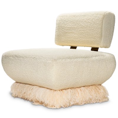 Ostrich Fluff Lounge Chair in Cream Boucle by Egg Designs for sale