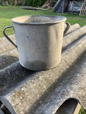 Vintage Übertopf aus verzinktem Zink, 1950er