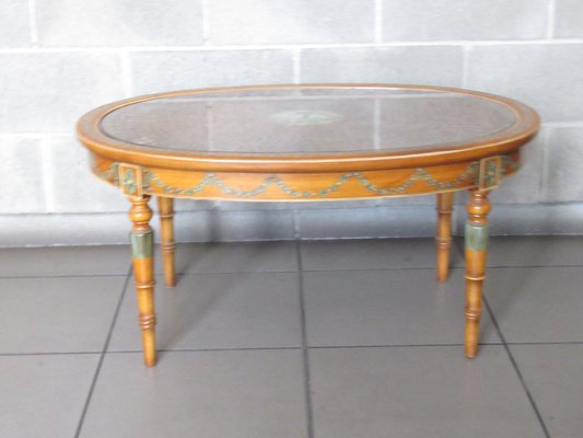 Table Basse Vintage Ronde En Bois Doré, Intérieur, Assemblage Requis