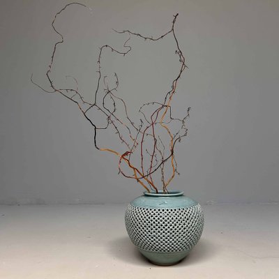 Japanese Vase by Tsuyoshi Celadon Ikebana, 1950s for sale at Japanese Vase by Tsuyoshi Celadon Ikebana, 1950s for sale at