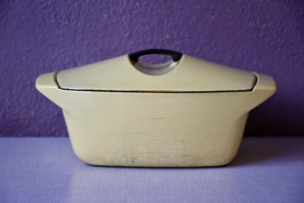 Cocotte vintage gris violine design Raymond Loewy Le Creuset Coquelle années 60 70's Space Age midcentury moderniste - Arts de la table