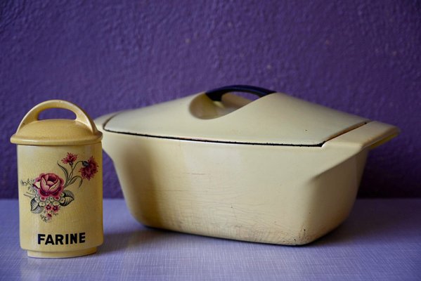 Ancienne Cocotte en Fonte Mauve RAYMOND LOEWY Pour LE CREUSET - Vintage