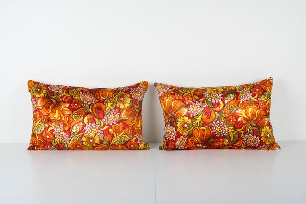 Large Velvet Cushoin Covers in Soft Red and Yellow Color with