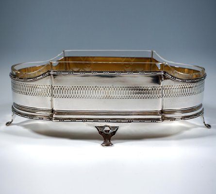 Art Nouveau Silver Centerpiece Jardiniere with Glass Insert Vienna 1890s for sale at Pamono