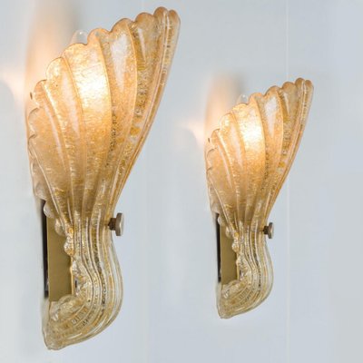 Shell Wall Lights in Murano Glass by Barovier and Toso, 1969, Set