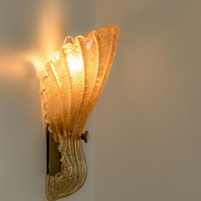 Shell Wall Lights in Murano Glass by Barovier and Toso, 1969, Set