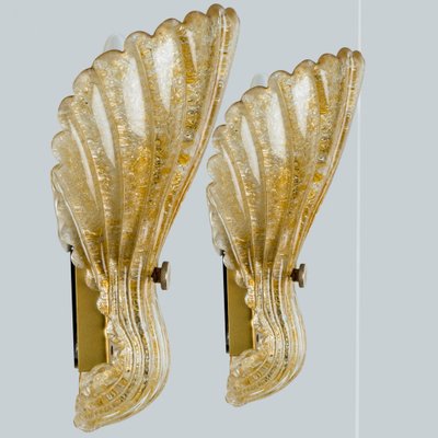 MURANO GLASS toso selezione ウォールランプ 壁面照明 Shell Wall Lights in Murano Glass by Barovier and Toso, 1969, Set