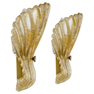 Shell Wall Lights in Murano Glass by Barovier and Toso, 1969, Set