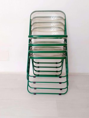 Green Plia Folding Chairs by Giancarlo Piretti Anonima Castelli