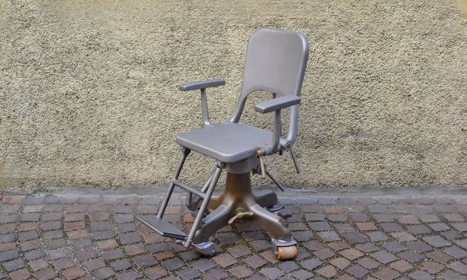 Dentist s Chair on Wheels in Cast Aluminum 1900s