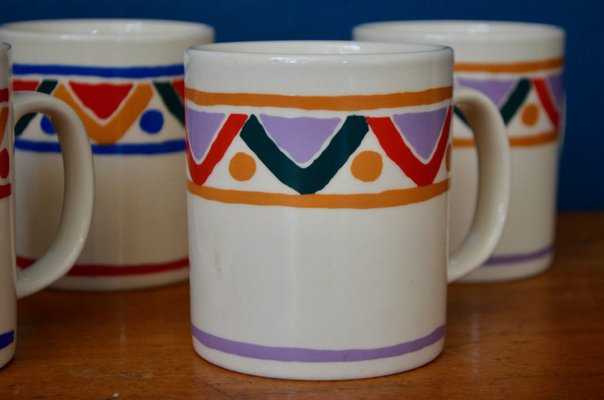 Multicolored Mugs from Mobile, 1960s, Set of 5 for sale at Pamono