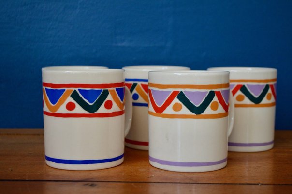 Multicolored Mugs from Mobile, 1960s, Set of 5 for sale at Pamono