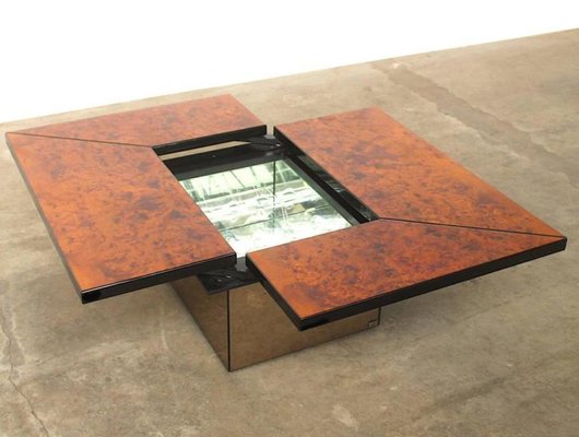 Vintage Burl Wood Lacquered Multi Functional Coffee Table By Paul Michel For At Pamono - Functional Coffee Table