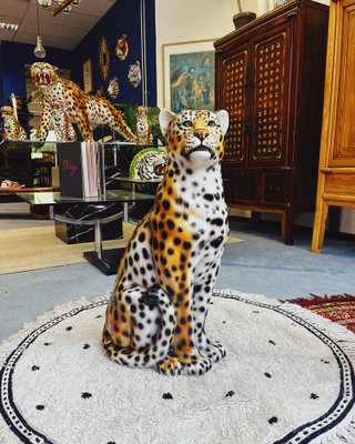 Leopard Statue in Ceramic by Ceramiche Boxer for sale at Pamono