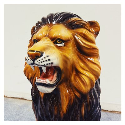 Lion Statue in Ceramic by Ceramiche Boxer for sale at Pamono