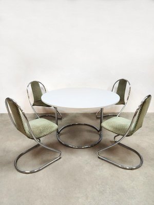 Vintage Chrome Dining Set with Table and Chairs Set of 5 for sale at Pamono