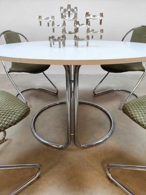 Vintage Chrome Dining Set with Table and Chairs Set of 5