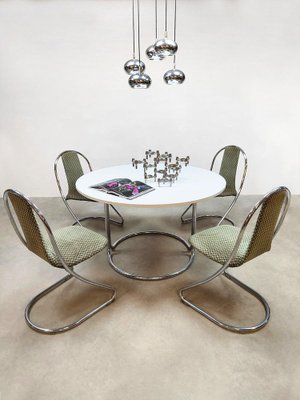 Vintage Chrome Dining Set with Table and Chairs Set of 5