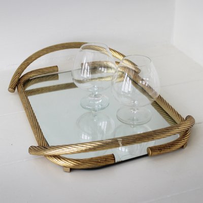 Vintage Brass Rope /& Glass Soap Dish