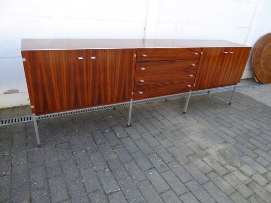 Mid Century Belgian Aluminum And Rosewood Credenzas Set Of 2 For