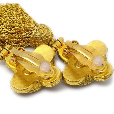 CHANEL Pre-Owned 1994 CC fringed dangle clip-on earrings - Gold
